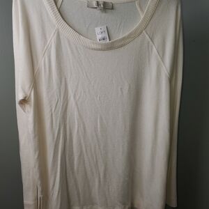 LOFT Ivory Knit Long Sleeve Top